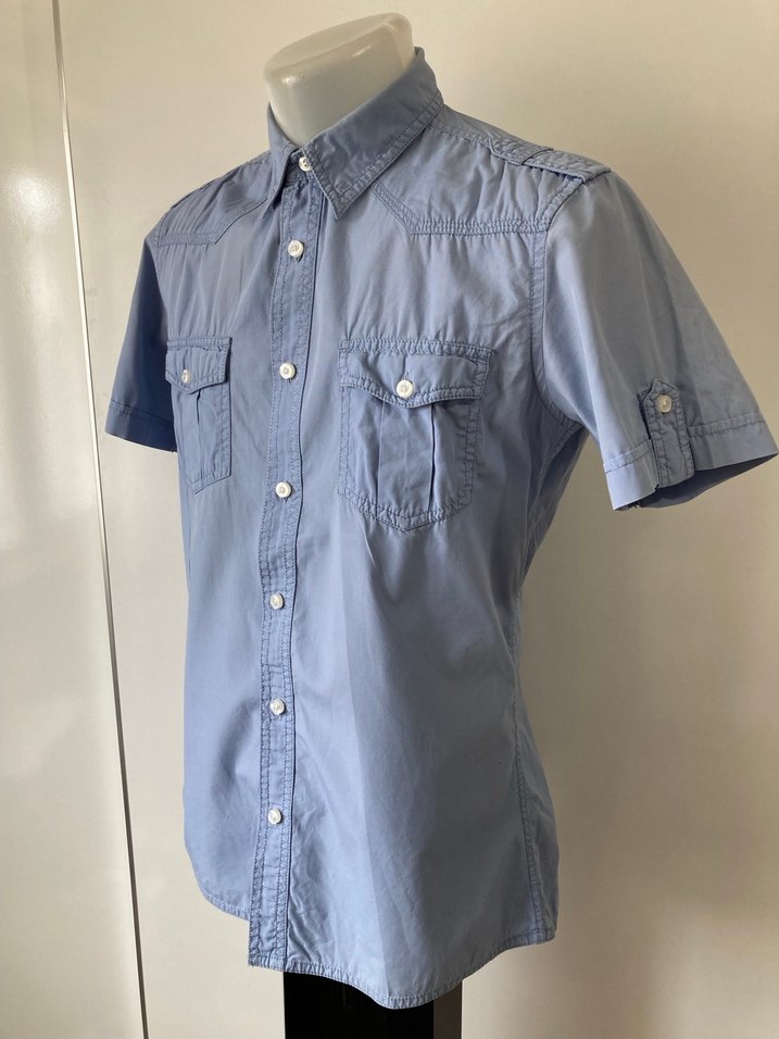 Kısa Kollu Mavi renkli Erkek Gömlek - Görsel 5