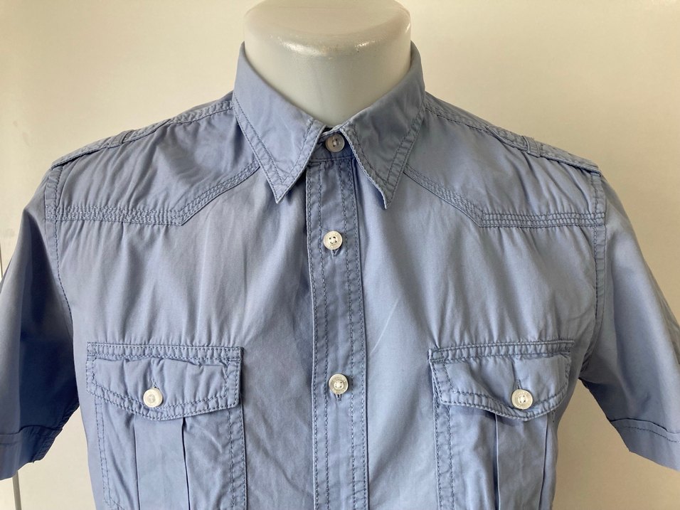 Kısa Kollu Mavi renkli Erkek Gömlek - Görsel 3