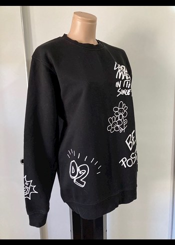 Diğer Yeni Sıfır Siyah Baskılı Kadın Sweatshirt