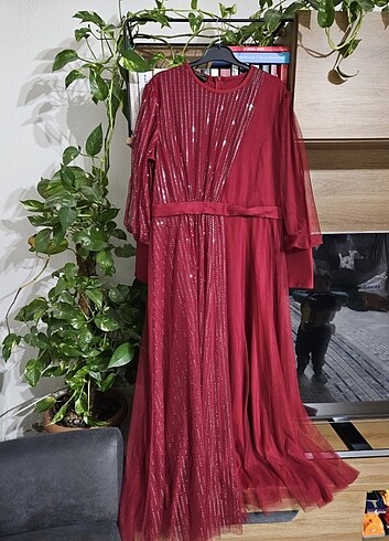 Bordo abiye elbise 