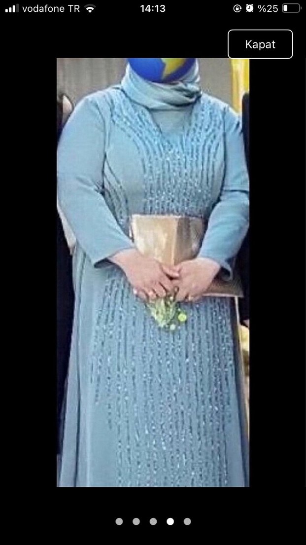 Tesettür Abiye Elbise Eşarp Hediye - Görsel 4