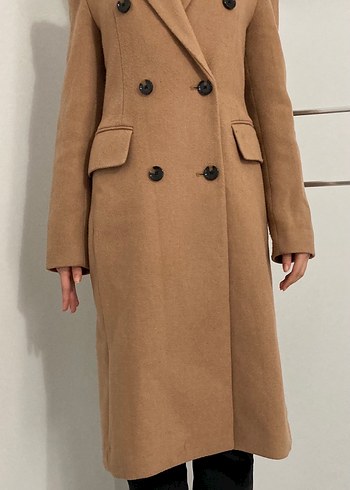 Mango-Düğmeli Camel Kaban - Görsel 3