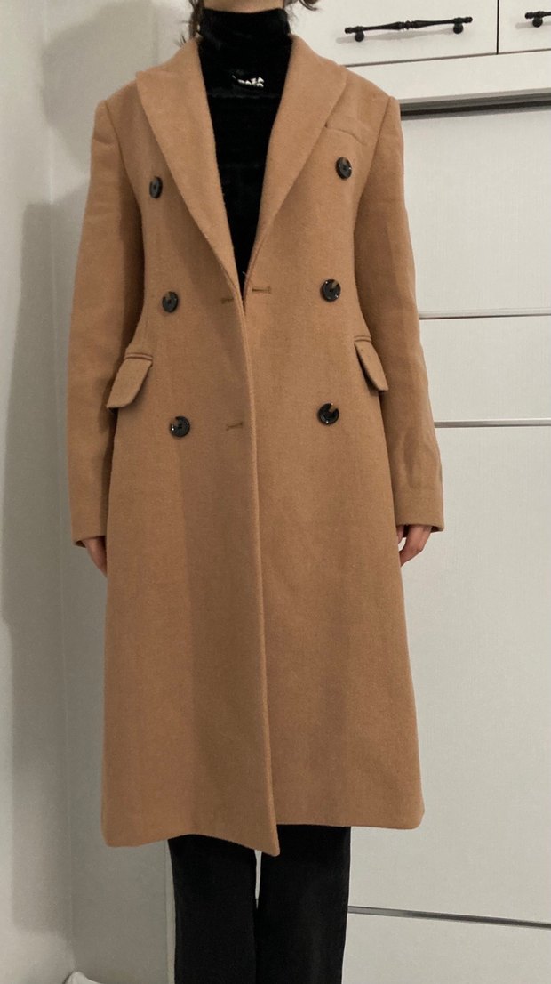 Mango-Düğmeli Camel Kaban - Görsel 5