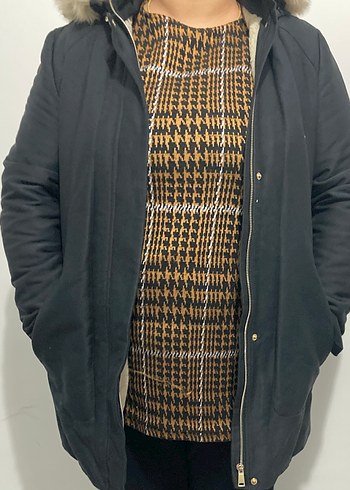 Mango Kürklü Siyah Mont - Görsel 4