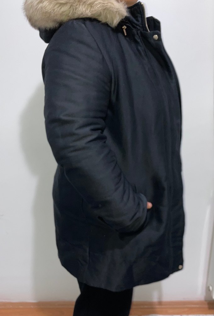 Mango Kürklü Siyah Mont - Görsel 5