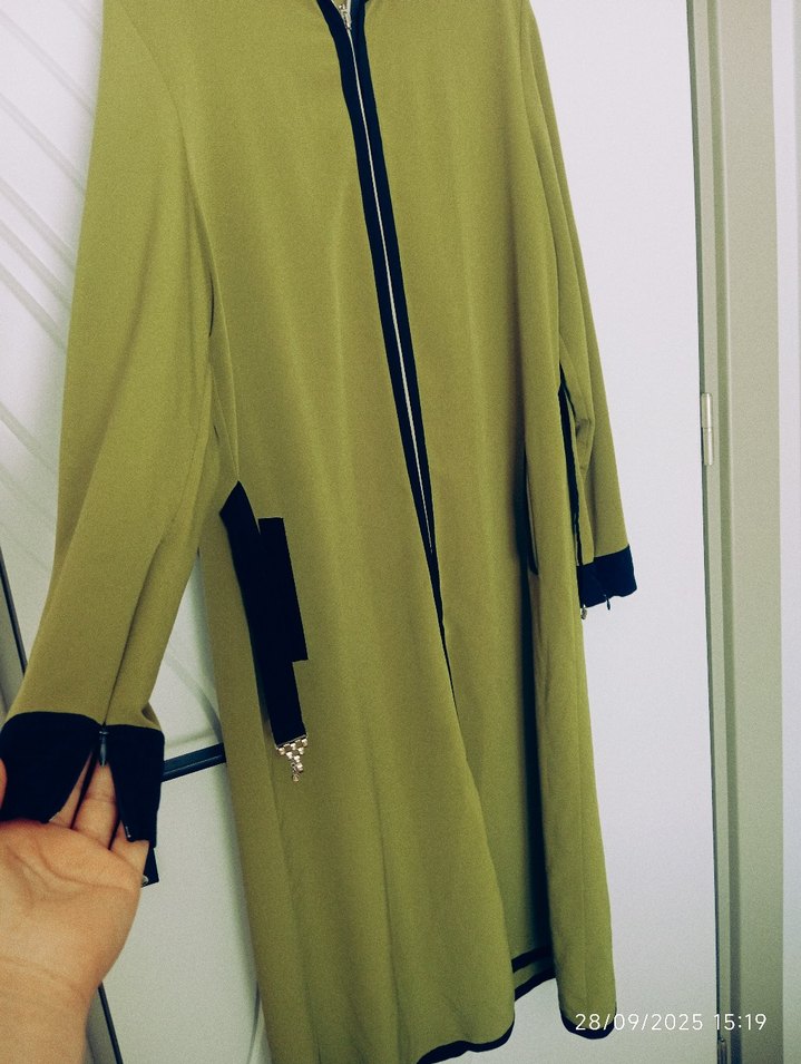 Kadın Haki Uzun Kuşaklı Kap - Görsel 4