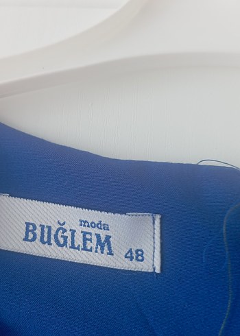 Düğmeli Uzun Kollu Mavi Kadın Tunik - Görsel 2