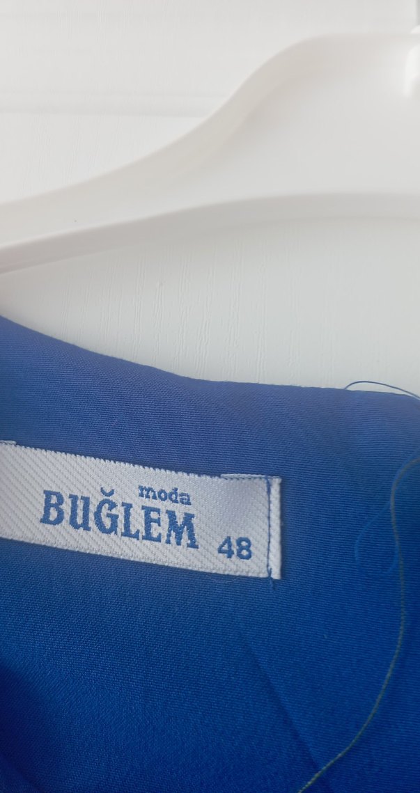 Düğmeli Uzun Kollu Mavi Kadın Tunik - Görsel 2