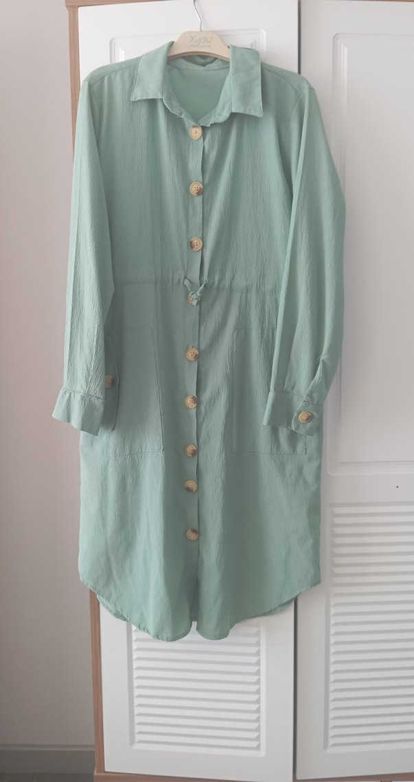 Düğmeli Uzun Kollu cepli tunik - Görsel 2