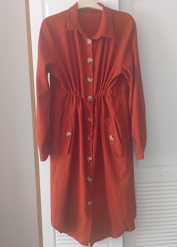 kiremit renk düğmeli tunik - Görsel 2