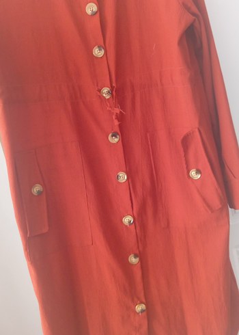 kiremit renk düğmeli tunik - Görsel 4