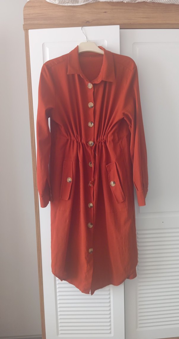 kiremit  renk düğmeli tunik - Görsel 2