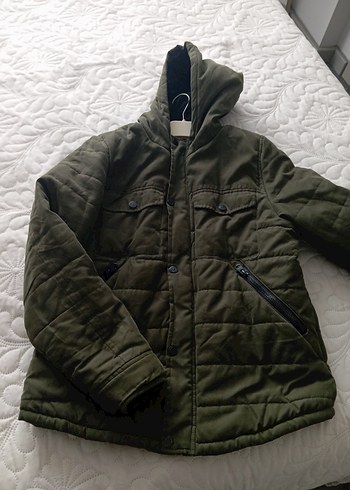 Erkek Çocuk Düğmeli Kapüşonlu Kaban mont - Görsel 6