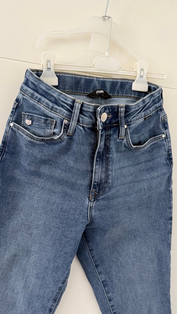 Kadın Mavi Normal Boy Dar Kesim Denim Pantolon - Görsel 2