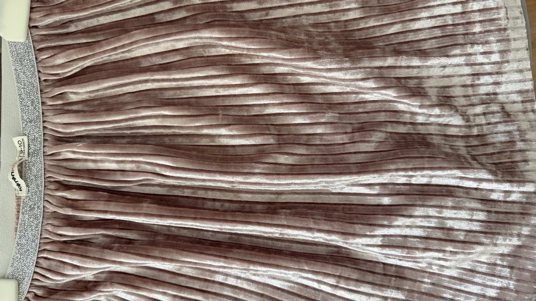 Kız Çocuk Pilili Pudra Pembe Kadife Etek - Görsel 5