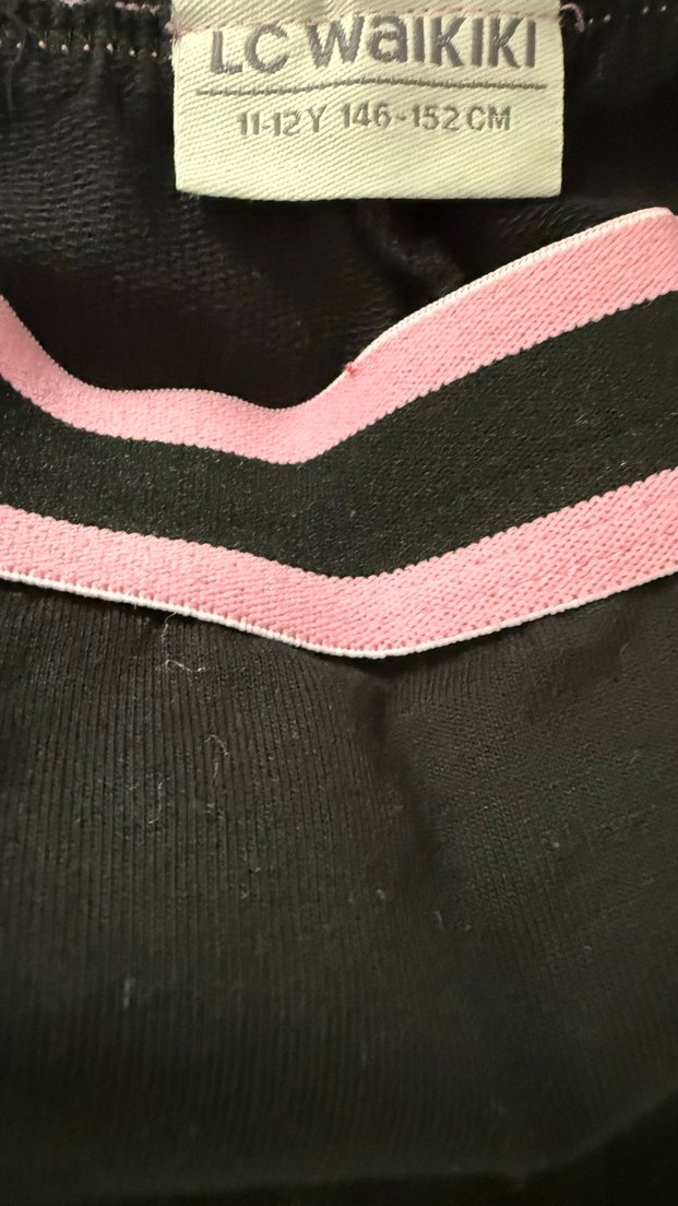 Siyah Gövde Kenar Pembe Baskılı Kız Tayt - Görsel 4