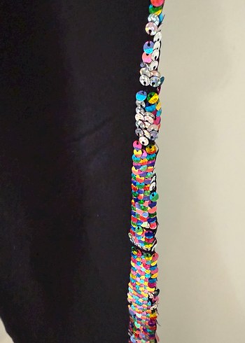 Kız Çocuk Siyah Kenarları Parlak Payetli Tayt - Görsel 4