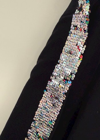 Kız Çocuk Siyah Kenarları Parlak Payetli Tayt - Görsel 3