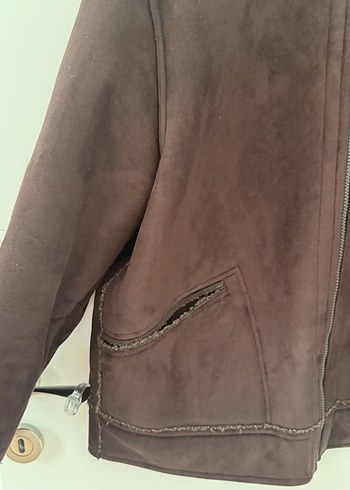 Kahverengi Süet Fermuarlı Erkek Kaban - Görsel 4
