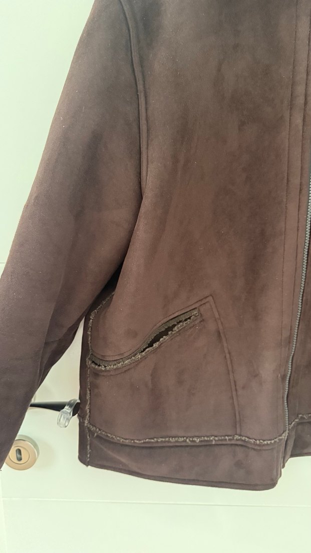 Kahverengi Süet Fermuarlı Erkek Kaban - Görsel 4