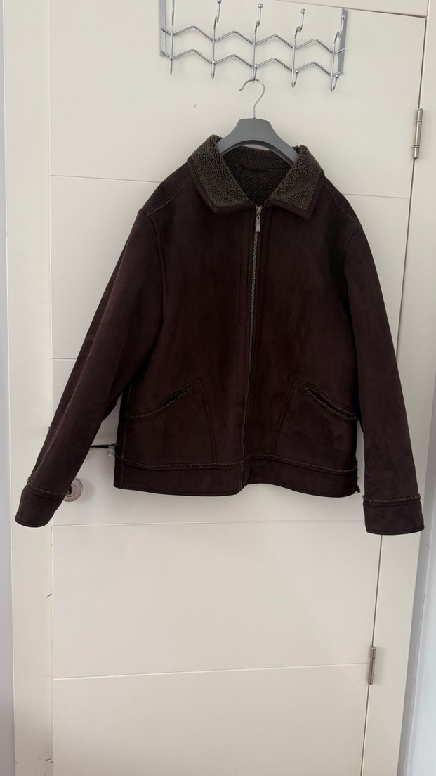 Kahverengi Süet Fermuarlı Erkek Kaban - Görsel 2