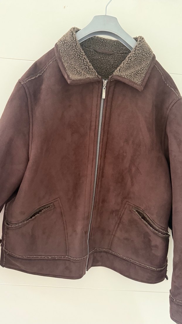 Kahverengi Süet Fermuarlı Erkek Kaban - Görsel 3