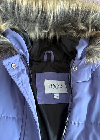 Kürklü Kapüşonlu Mor Uzun Mont - Görsel 5