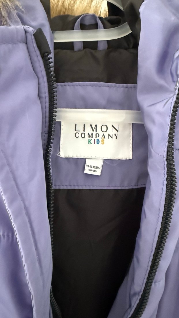 Kürklü Kapüşonlu Mor Uzun Mont - Görsel 2