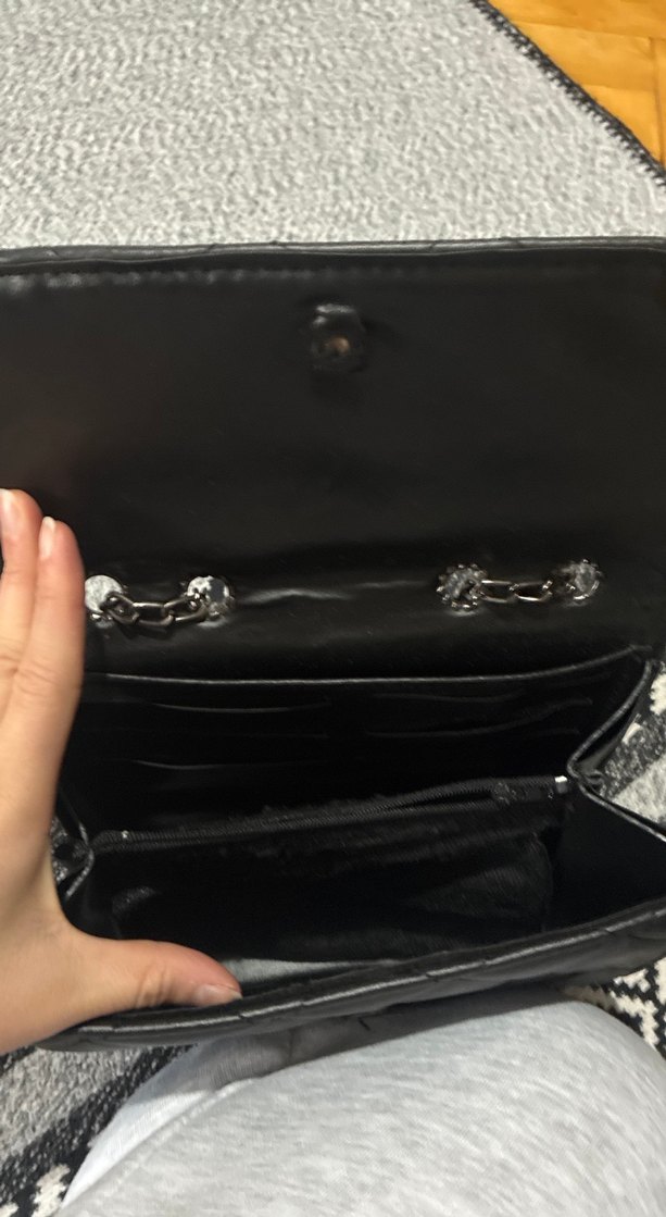 Yılan Desenli Siyah Deri Kadın Çanta - Görsel 3