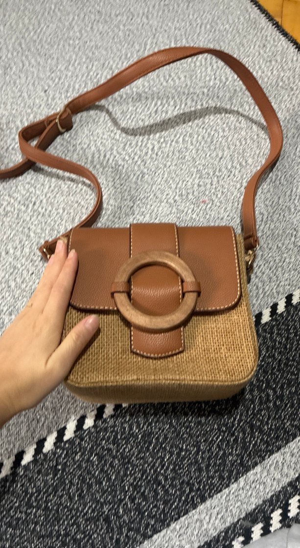 Kahverengi Buckle Detaylı Bohem Deri Çanta - Görsel 3