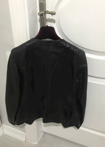 Siyah Kadın Deri Biker Ceket - Görsel 2