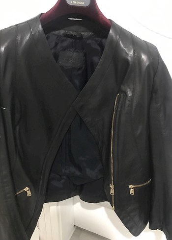 Siyah Kadın Deri Biker Ceket - Görsel 3