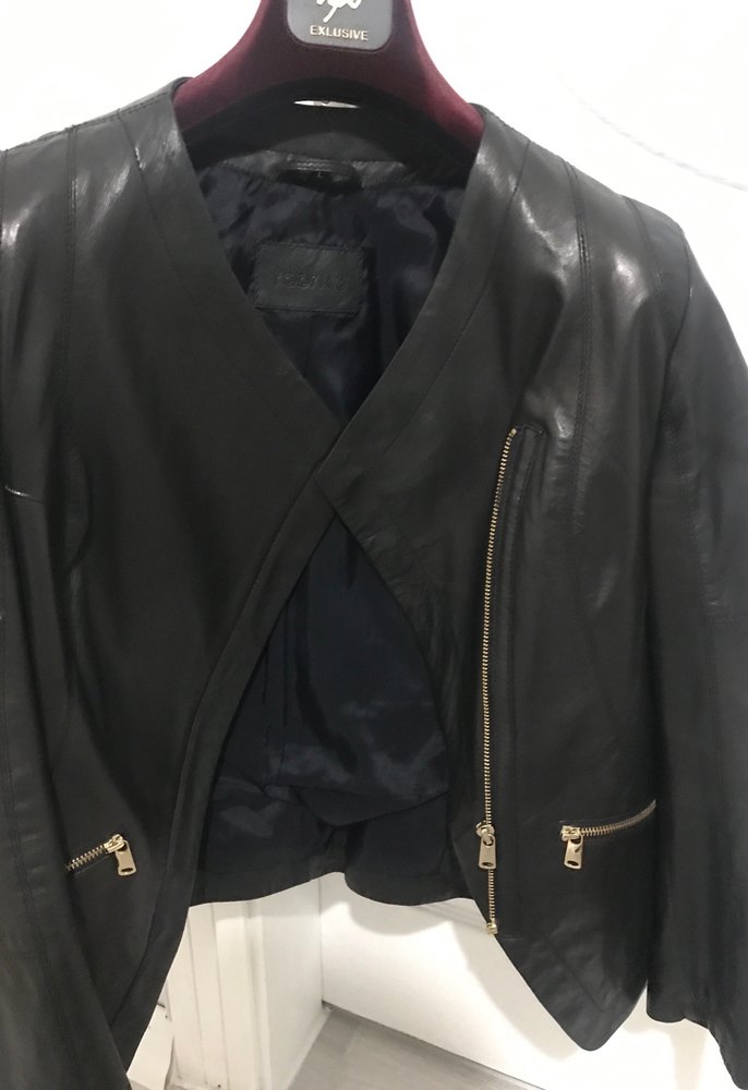Siyah Kadın Deri Biker Ceket - Görsel 3