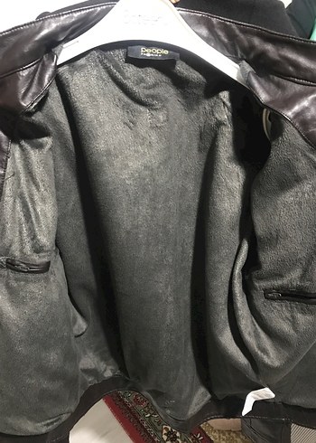 Siyah-Koyu Kahverengi Deri Biker Erkek Ceket - Görsel 4