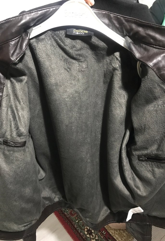 Siyah-Koyu Kahverengi Deri Biker Erkek Ceket - Görsel 4