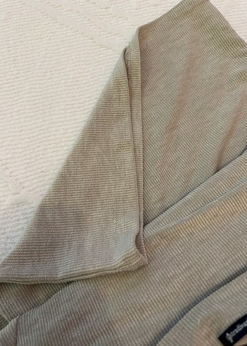 Bej Yüksek Yakalı Uzun Kollu Triko Elbise - Görsel 3