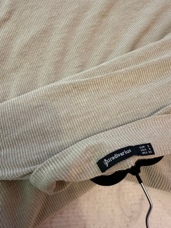 Bej Yüksek Yakalı Uzun Kollu Triko Elbise - Görsel 4