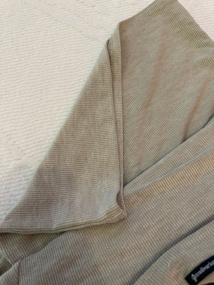 Bej Yüksek Yakalı Uzun Kollu Triko Elbise - Görsel 3