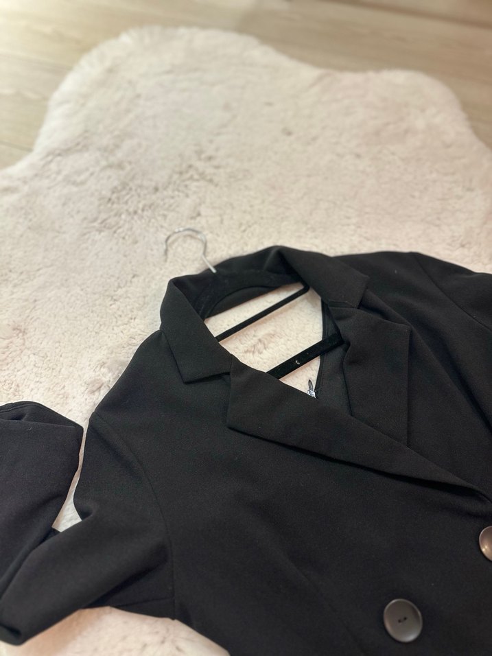 Siyah Kadın  mini Düğmeli elbise - Görsel 4