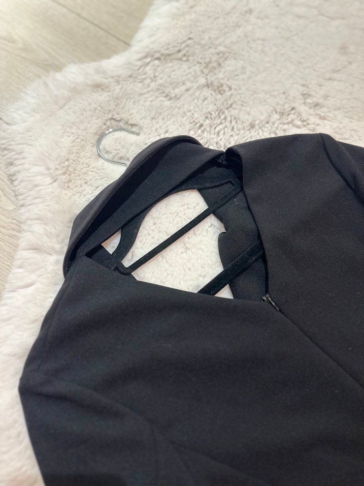 Siyah Kadın  mini Düğmeli elbise - Görsel 5