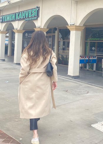 OXXO Kadın Bej Uzun Oversize Kaban - Görsel 3