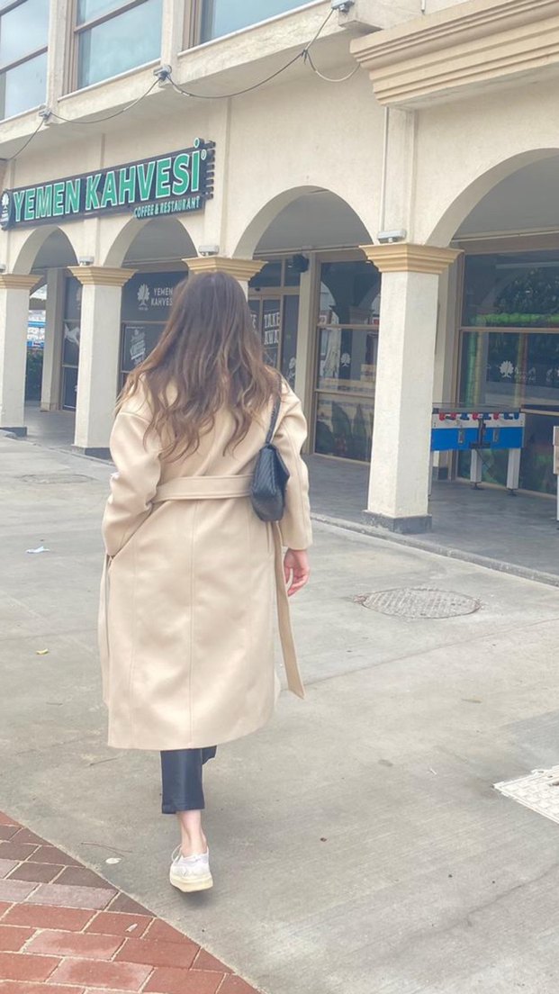 OXXO Kadın Bej Uzun Oversize Kaban - Görsel 3