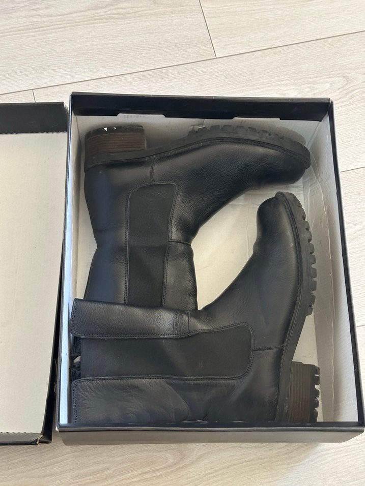 Kadın Siyah Deri Tokalı Biker Bot - Görsel 2