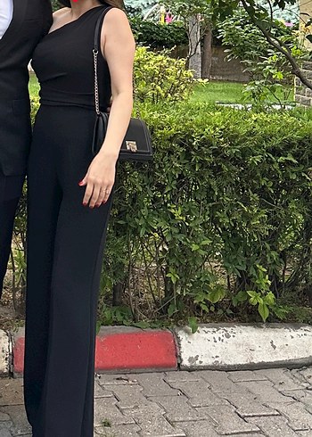 Siyah Deri Askısız Tulum Stradivarius - Görsel 4