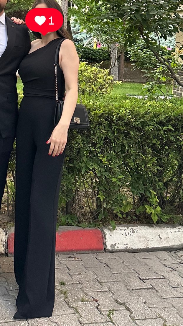 Siyah Deri Askısız Tulum Stradivarius - Görsel 4