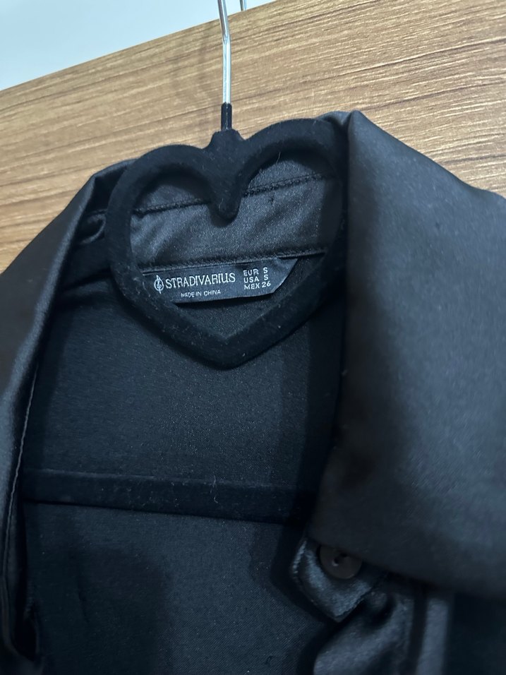 stradivarius Uzun Kollu, V Yakalı Siyah Kadın Elbise - Görsel 4