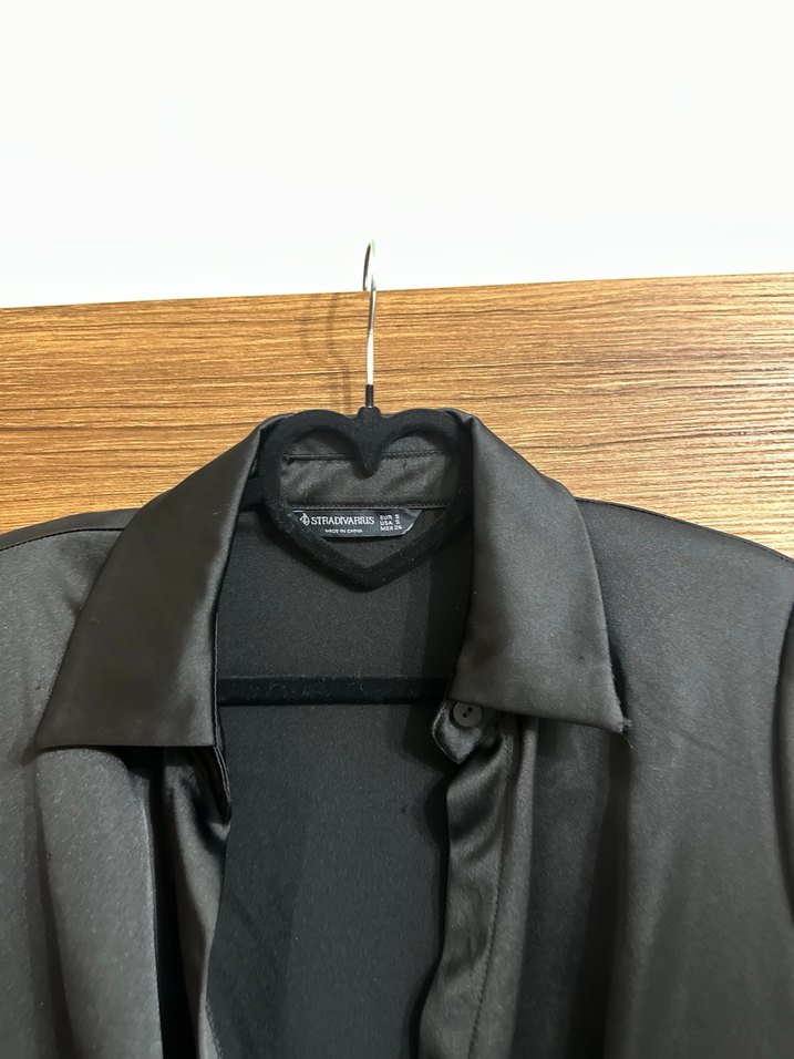 stradivarius Uzun Kollu, V Yakalı Siyah Kadın Elbise - Görsel 5