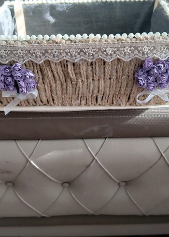 Beyaz Gri Ev Yazılı Hasır Saklama Sepeti - Görsel 3