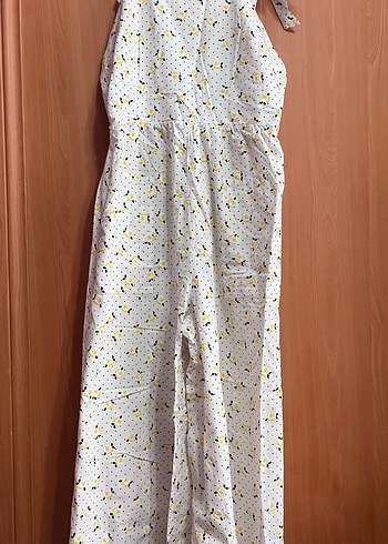 Zara Çiçek desenli Beyaz Uzun Tulum - Görsel 3