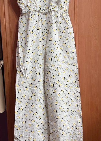 Zara Çiçek desenli Beyaz Uzun Tulum - Görsel 5